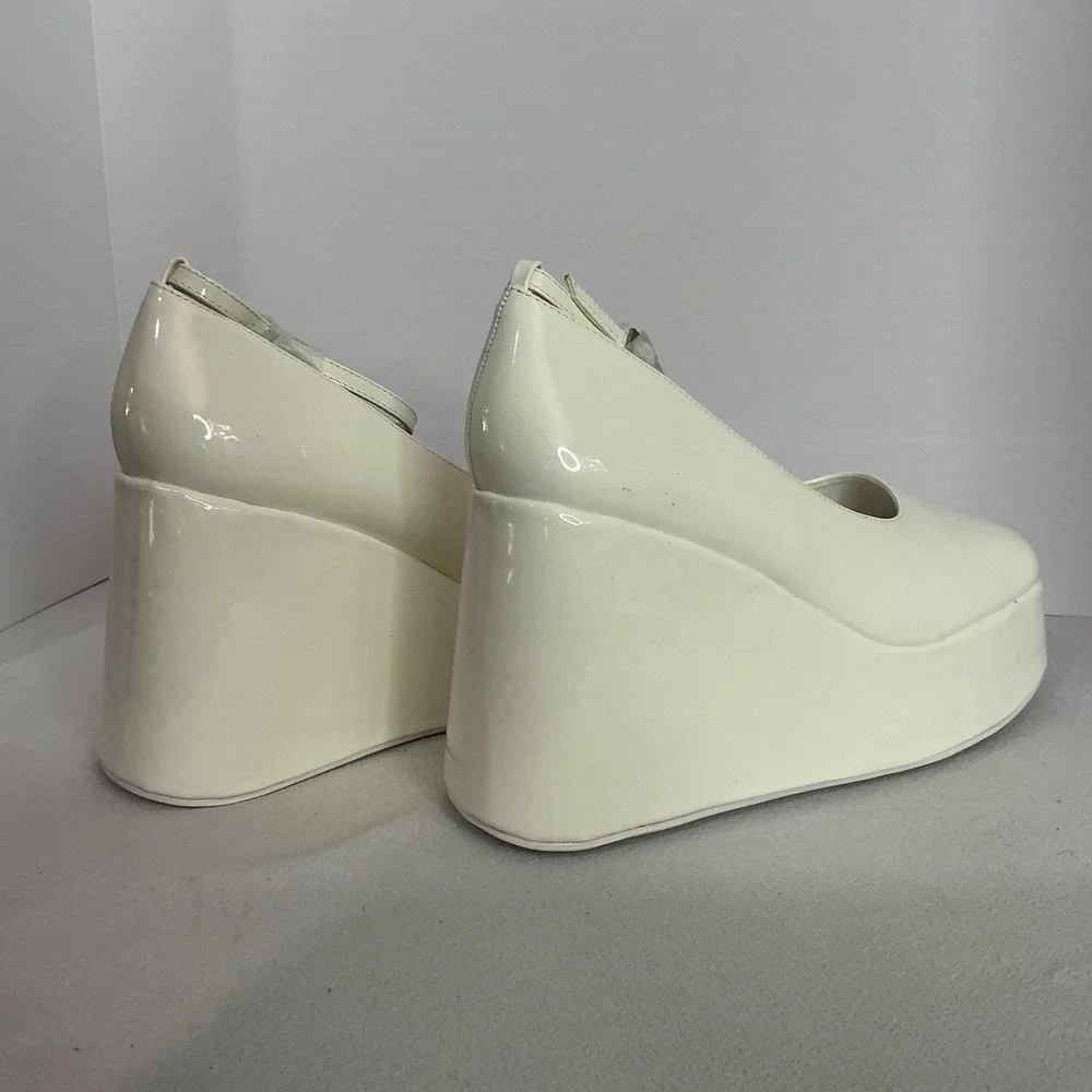 Cape Robbin Jenny Ivory Patent Platform Wedge Pumps Women's 10 Y2K Statement